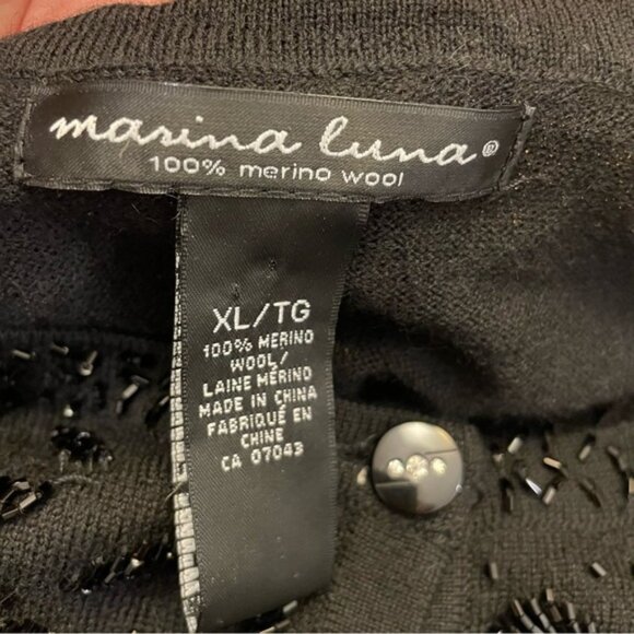 Black merino wool beaded cardigan size XL - Picture 8 of 9